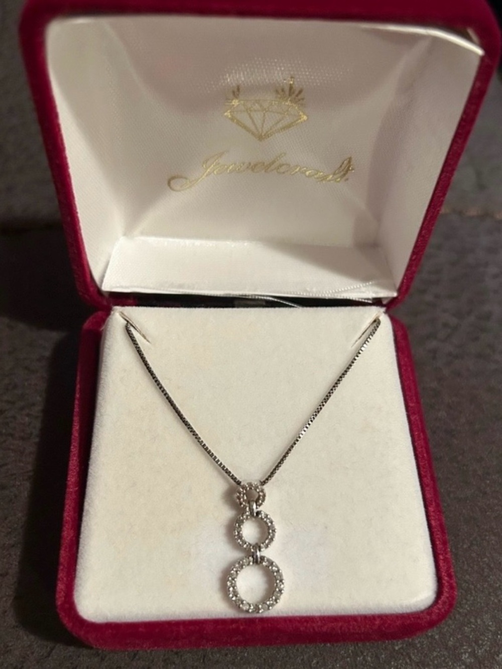 18” Infinity Triple Circle Diamond Pendant White Gold